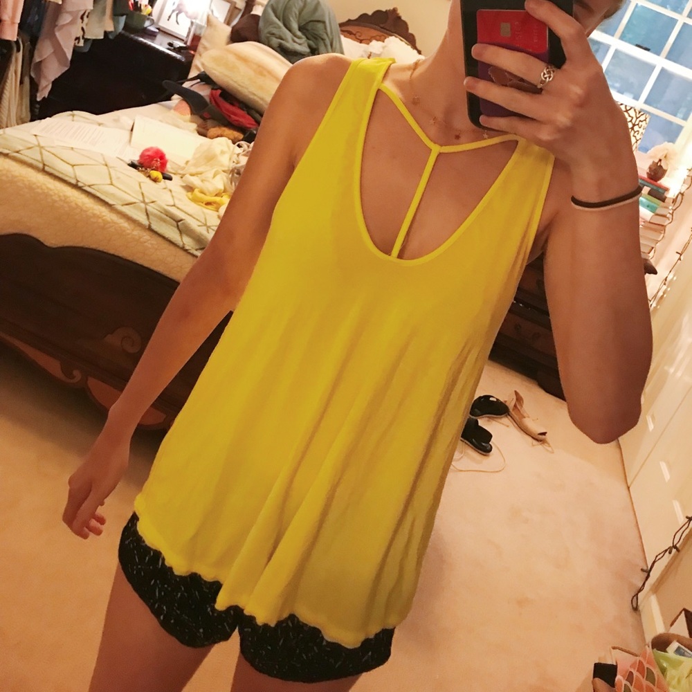 Free People Yellow Tank Top